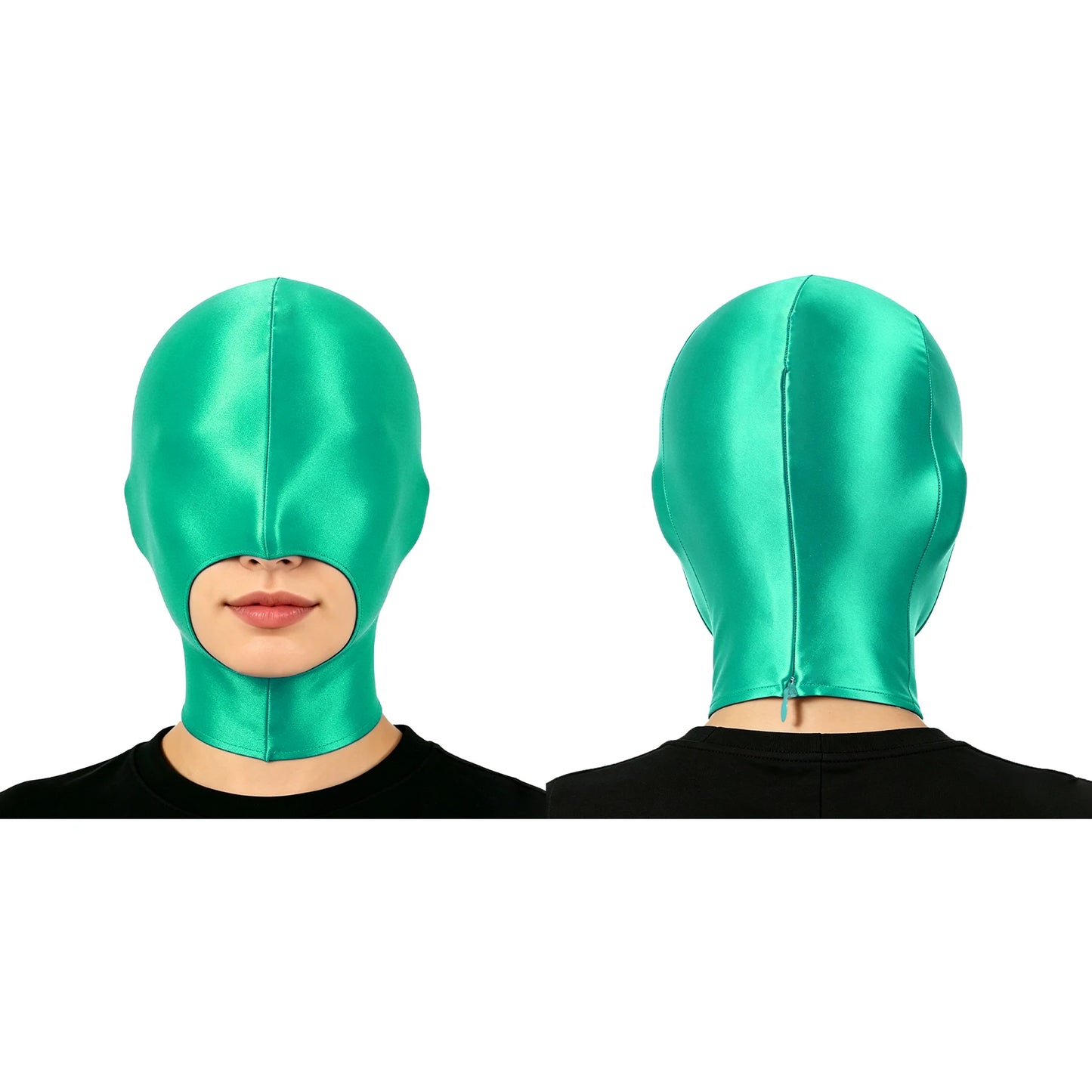 Glossy Full-Head Zippered Balaclava Hood