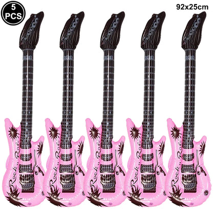 Inflatable Rock Star Toy Set - Musical Instrument Props for 80s Party Decor