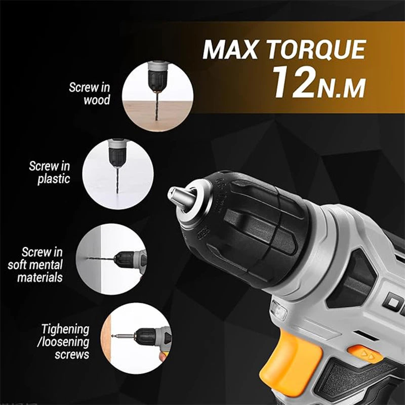 DEKO 8V Cordless Power Drill Set with 42-Piece Accessory Kit