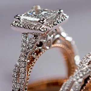 Rose Gold Princess Cut Ring Set