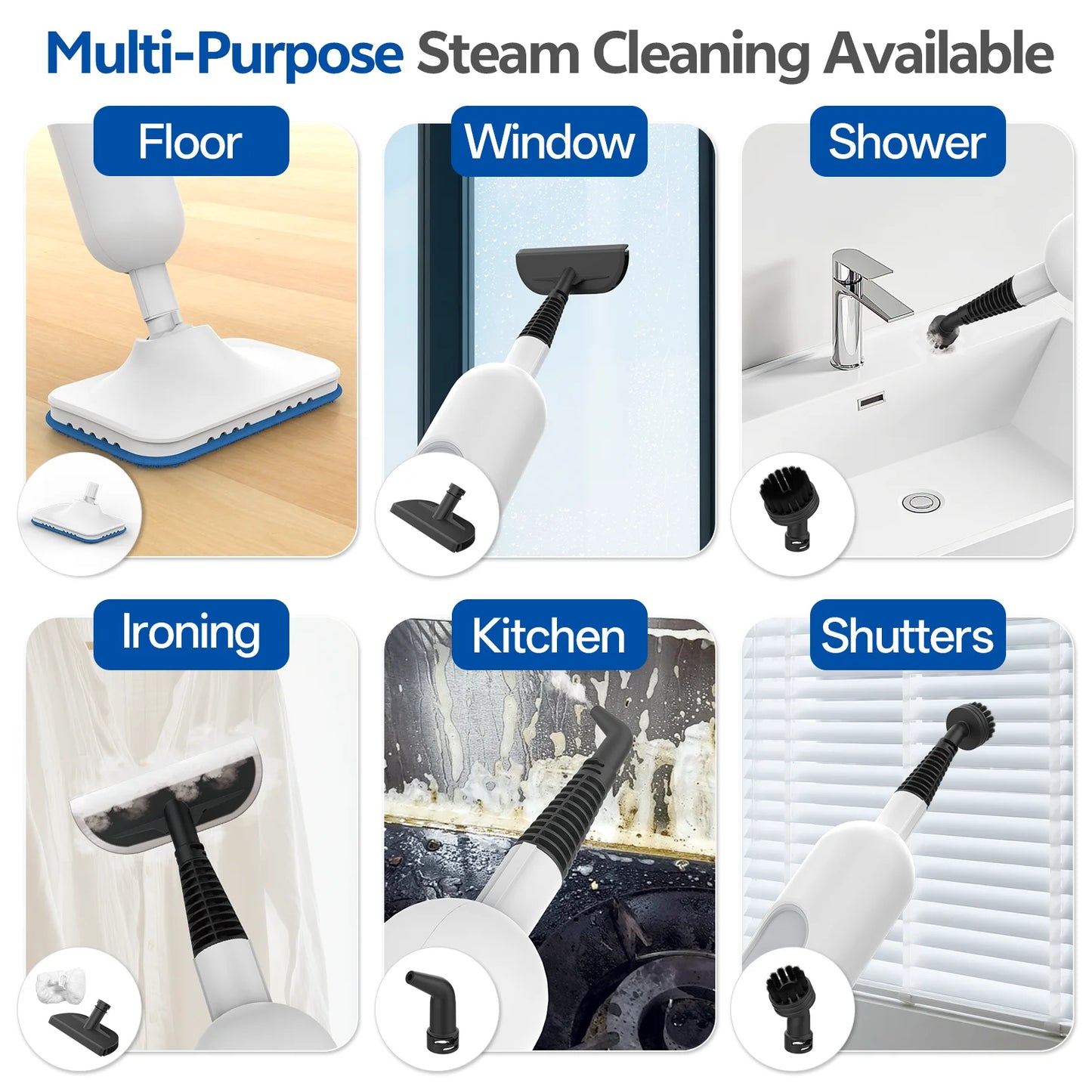 Vastorm Powerful 6-in-1 Handheld Scrubbing Steam Vacmop
