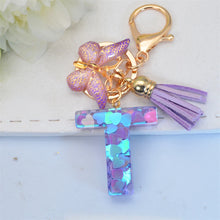Exquisite Initial Blue Shiny Resin Keychain