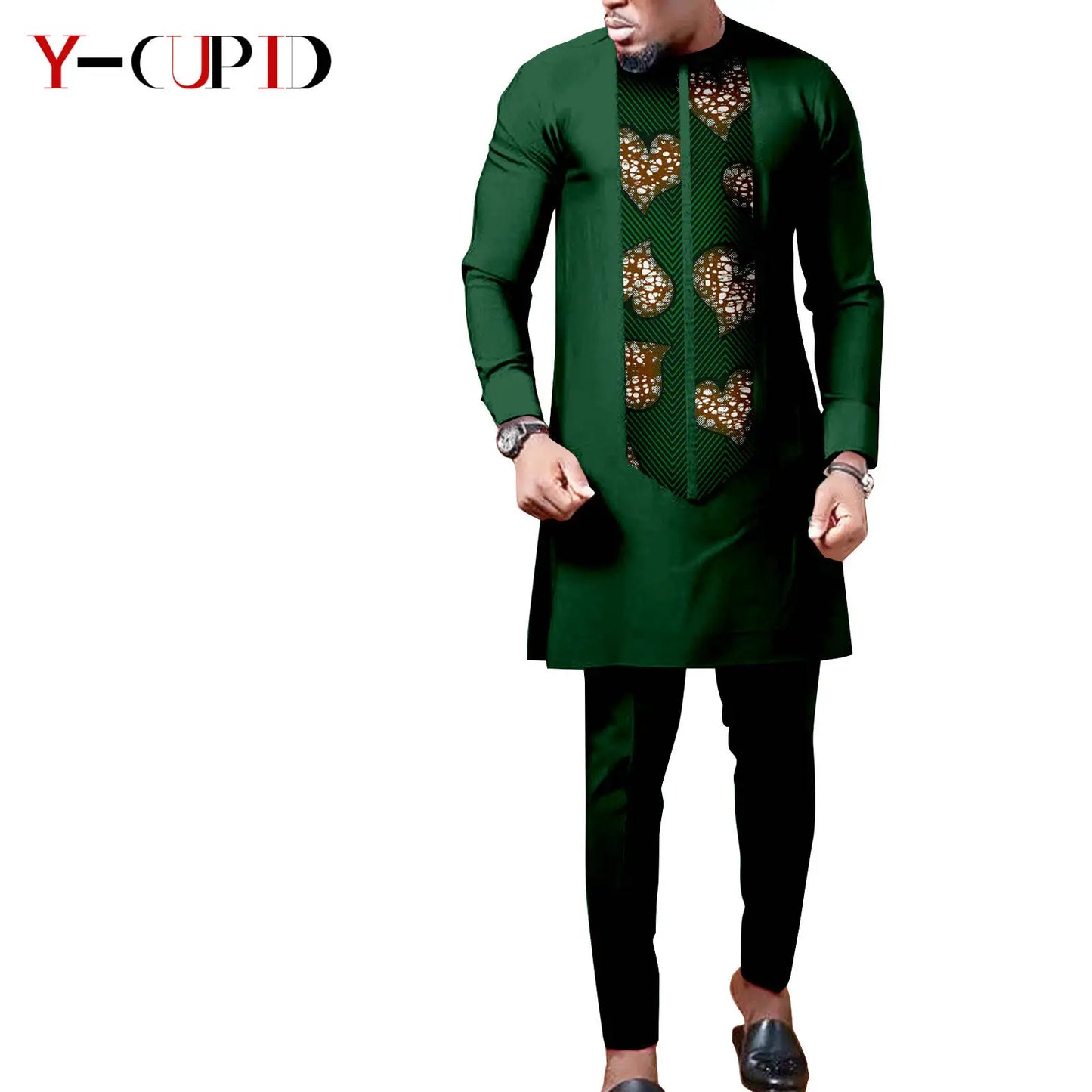 African Print Matching Couple Outfits Men's Dashiki Shirt Set & Women's Dress