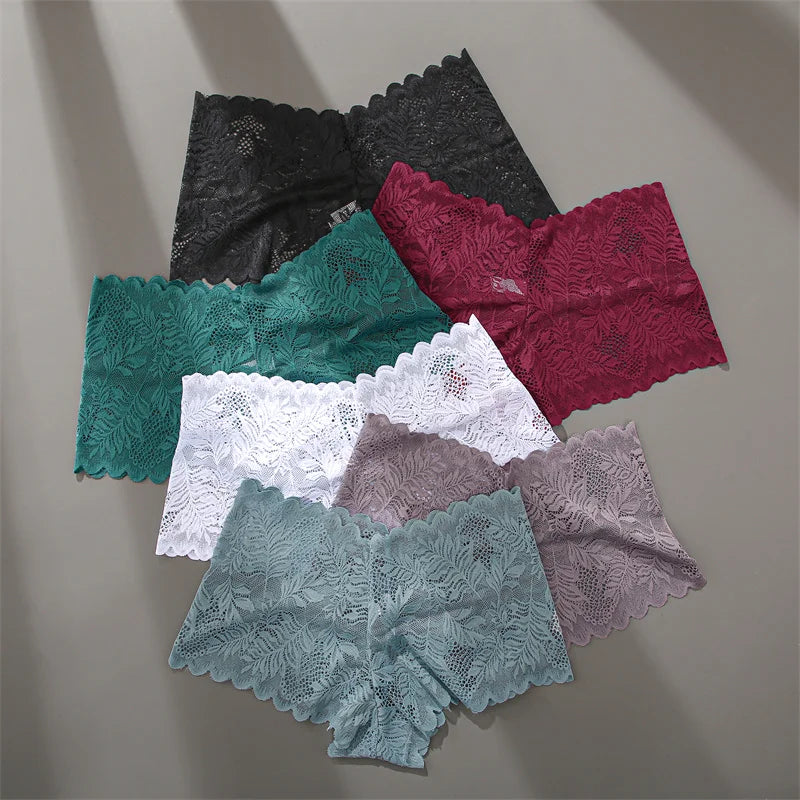 FINETOO 4pcs Lace Floral Boyshorts