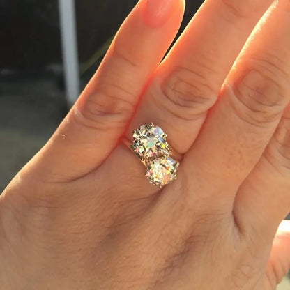 Huitan Double Round Cubic Zirconia Ring