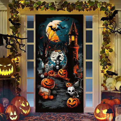 Spooky Ghostly Clown Door Curtain Backdrop