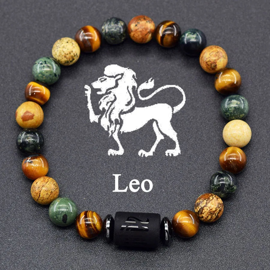 Natural Tiger Eye 12 Zodiac Bead Bracelet