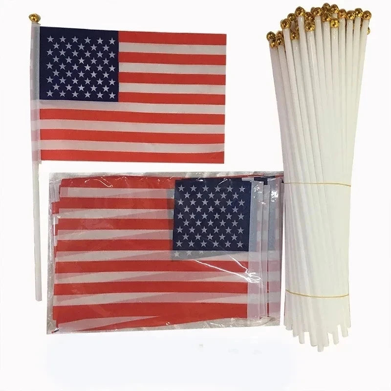 50-Piece Handheld Mini American Stick Flags (5.5" x 8.2")