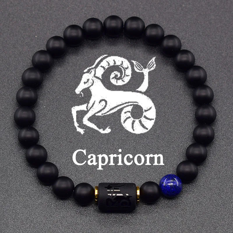 Natural Tiger Eye Stone 12 Zodiac Constellation Bead Bracelet