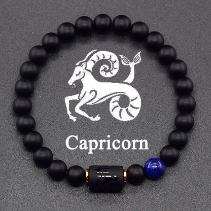Natural Tiger Eye Stone 12 Zodiac Constellation Bead Bracelet