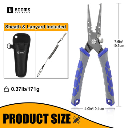 Booms Fishing 7.6" Carbon Steel Fishing Pliers with Sheath