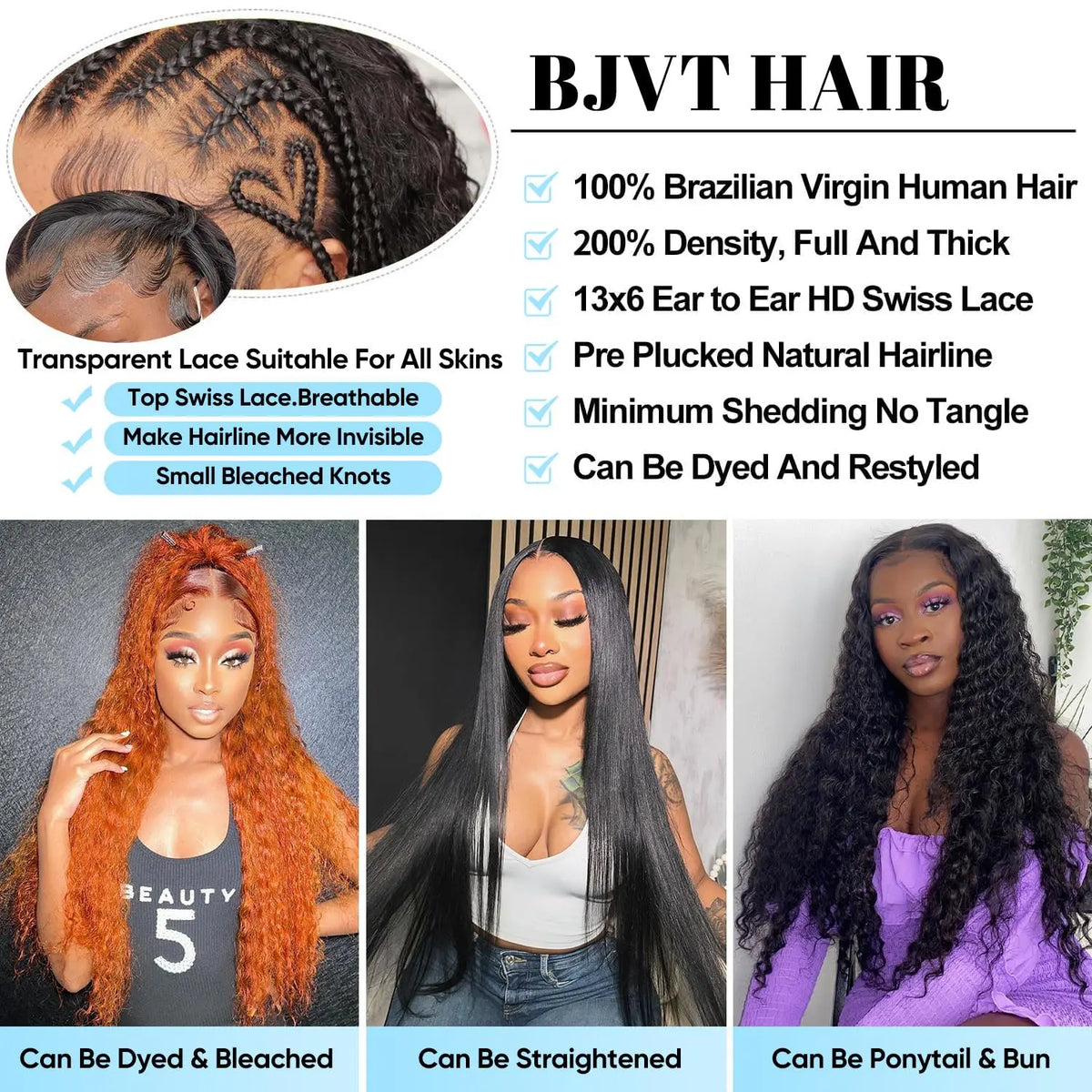 13x6 HD Lace Deep Wave Human Hair Wig (180% - 200% Density)