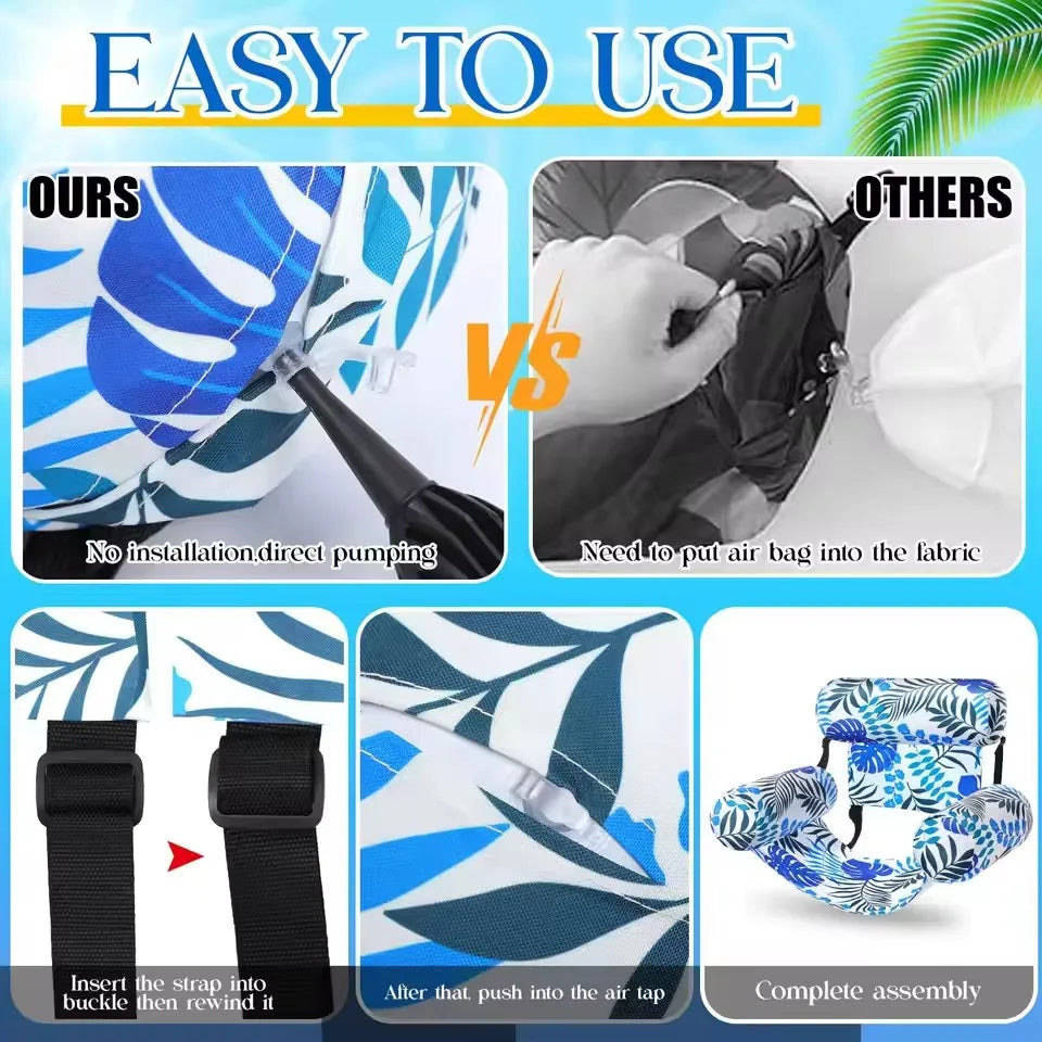 Inflatable Water Hammock Floatie with Armrests