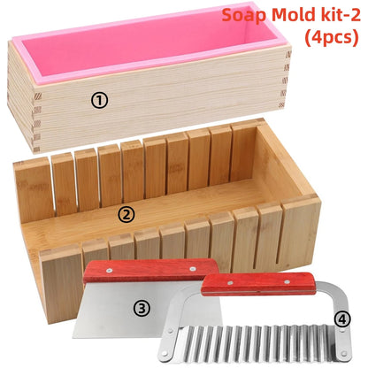 DIY Handmade Silicone Soap Making Kit with Wood Box & Cutters