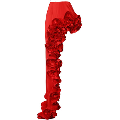 Solid Red Flower One-piece Swimsuit