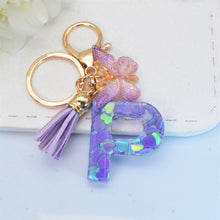 Exquisite Initial Blue Shiny Resin Keychain