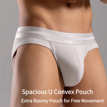 3Pcs Men's Waffle Cotton Support Pouch Briefs - Breathable Anti-Sweat Underwear