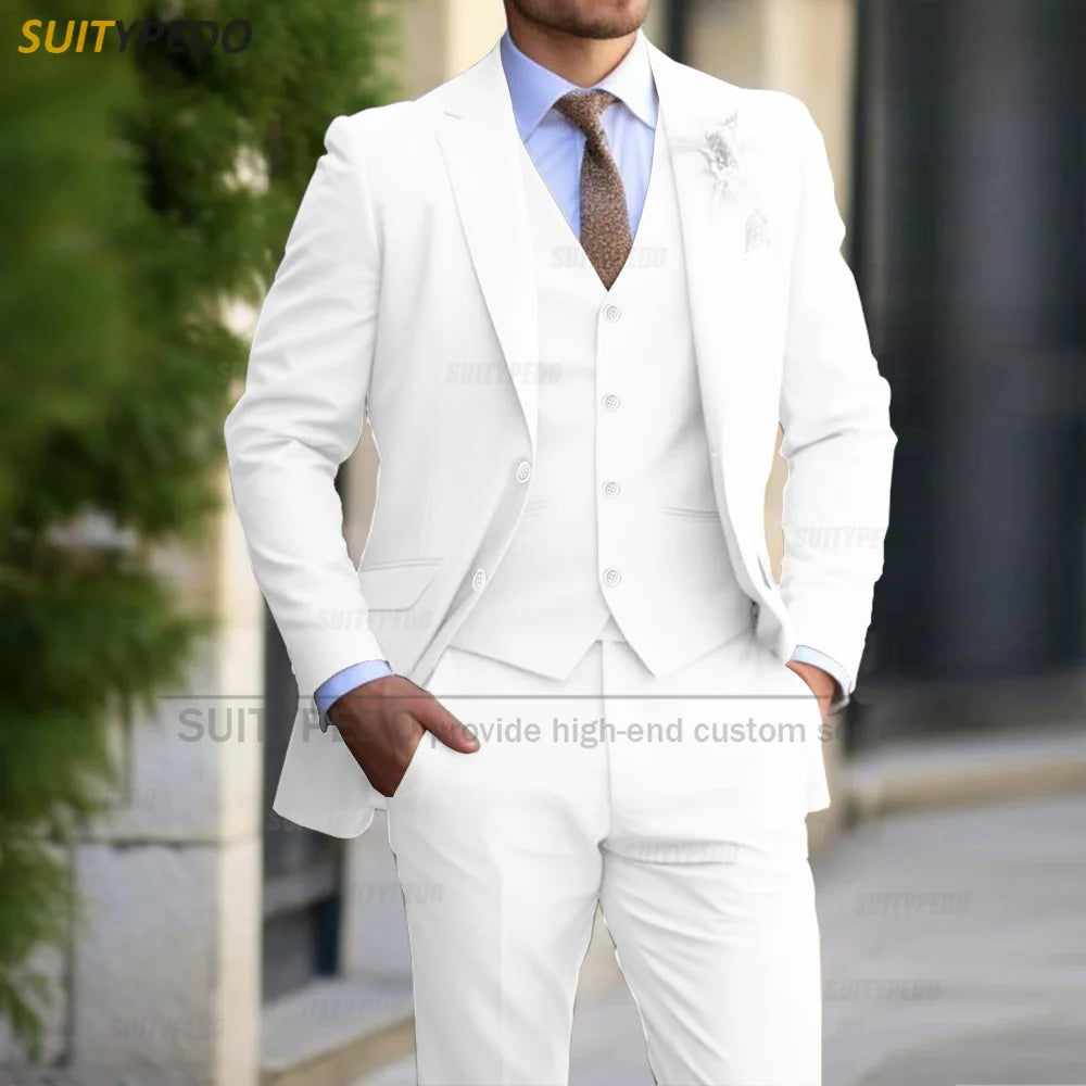 Men’s Elegant Formal 3-Piece Suit Set – Slim Fit Blazer, Vest & Trousers