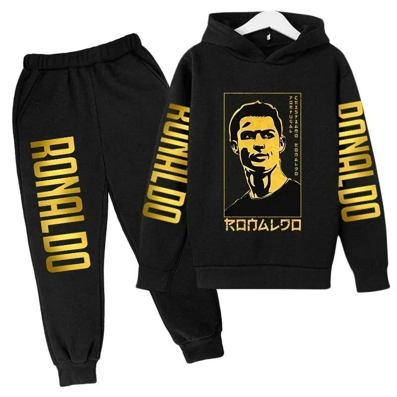 Ronaldo Print Hoodie + Pants Suit Set