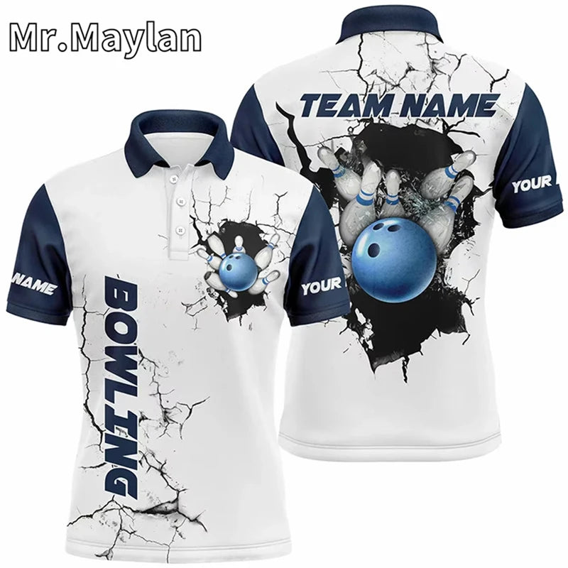 Custom Ice Fire Pin Bowling Team Polo Shirt