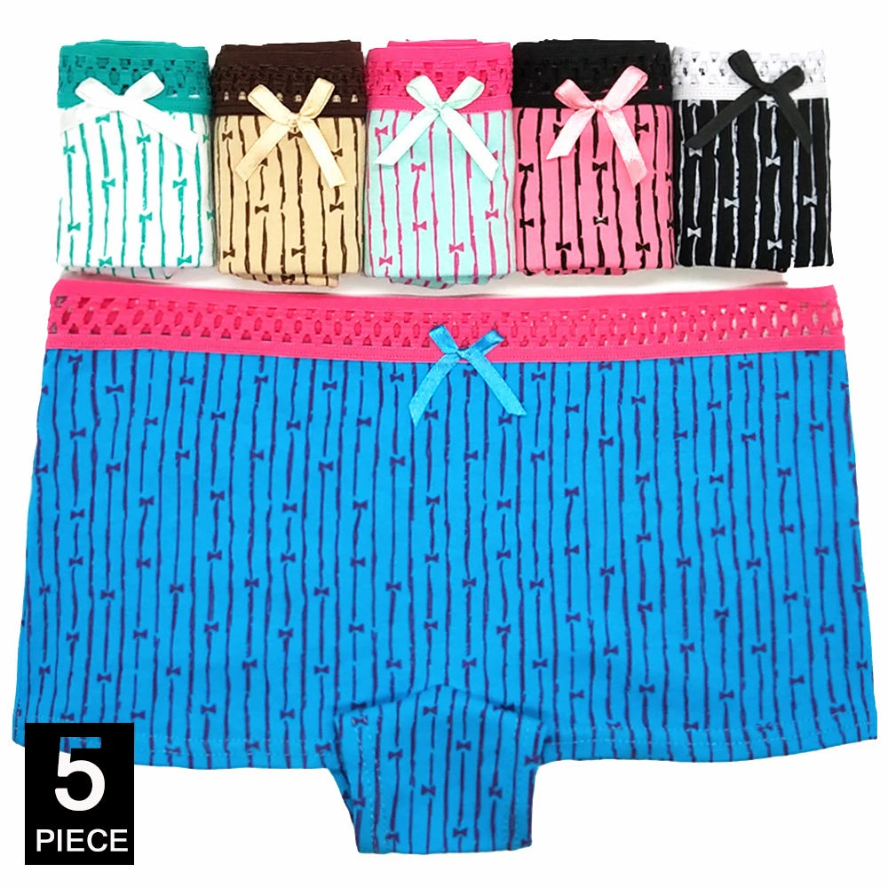 5Pcs Cotton Low Rise Boyshorts