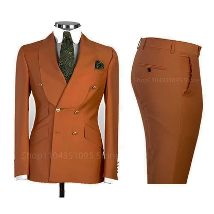 Men's Formal Double-Breasted Business & Wedding Suit Set