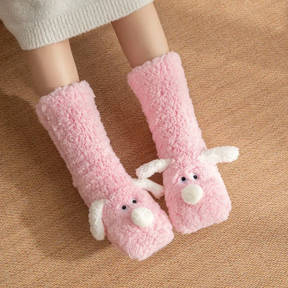 Animal Face Warm Carpet Socks