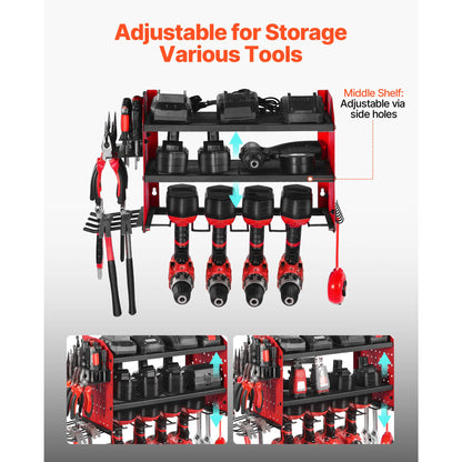 SucceBuy 3-Tier Wall-Mounted Power Tool Storage Organizer