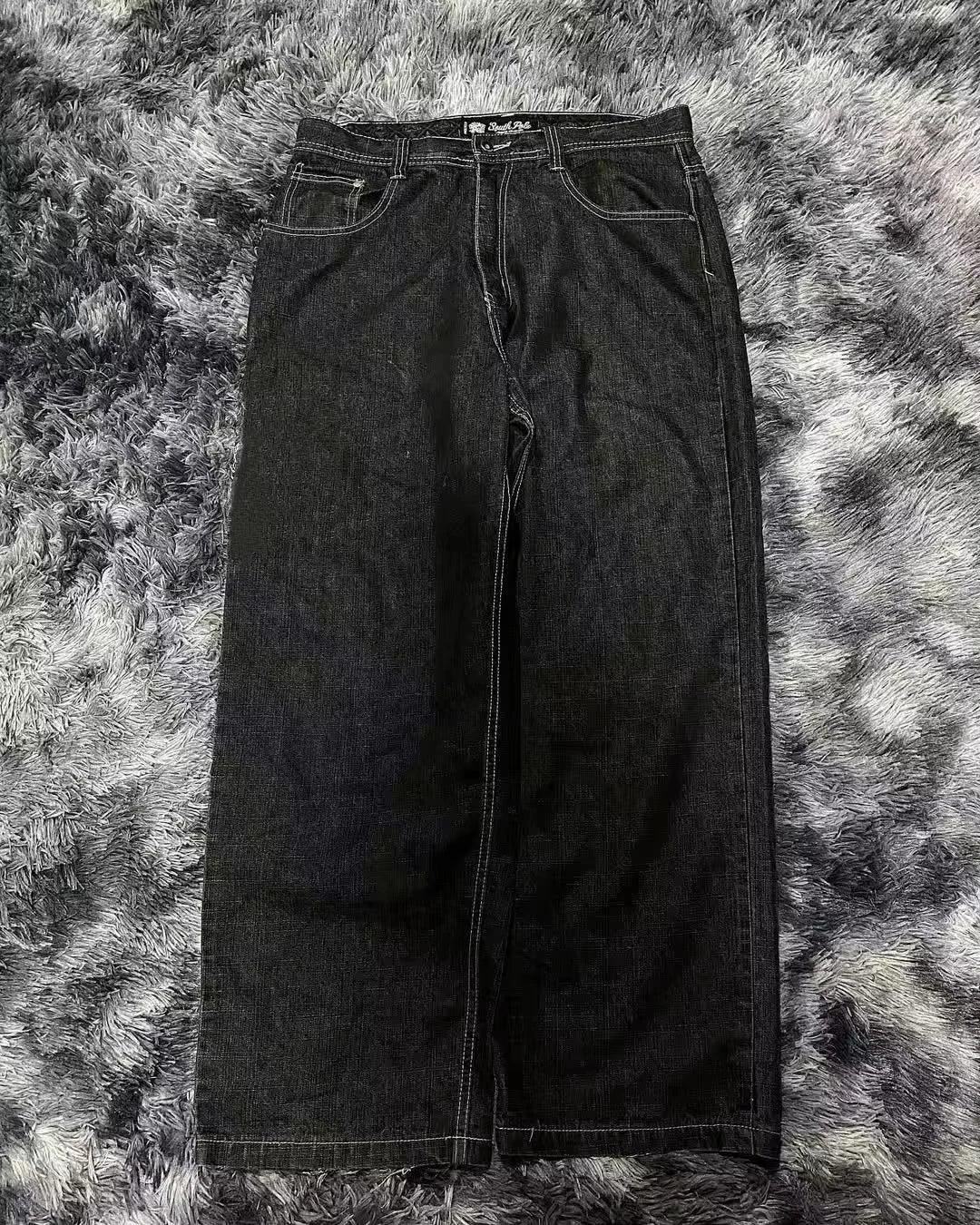 Trendy Letter Embroidered Loose Jeans