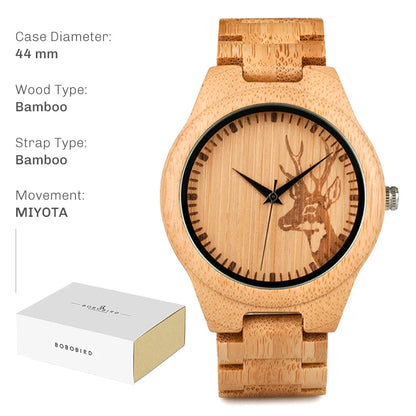 BOBO BIRD Natural Handcrafted Wooden Lightweight Quartz Wristwatch