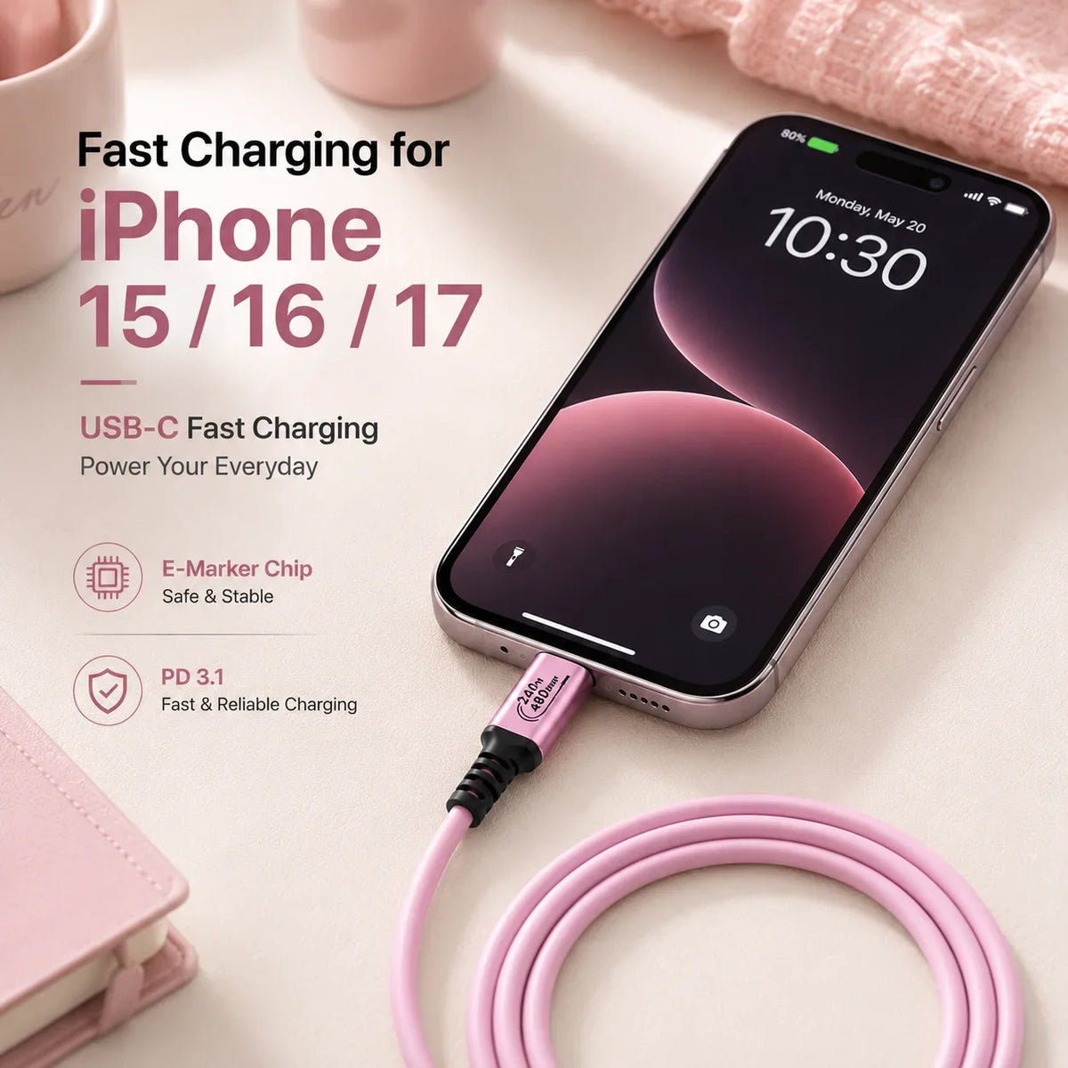240W USB-C to USB-C PD 3.1 Ultra-Fast Charging Cable