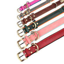 Leather Dog Collar Leash Set Soft Padded