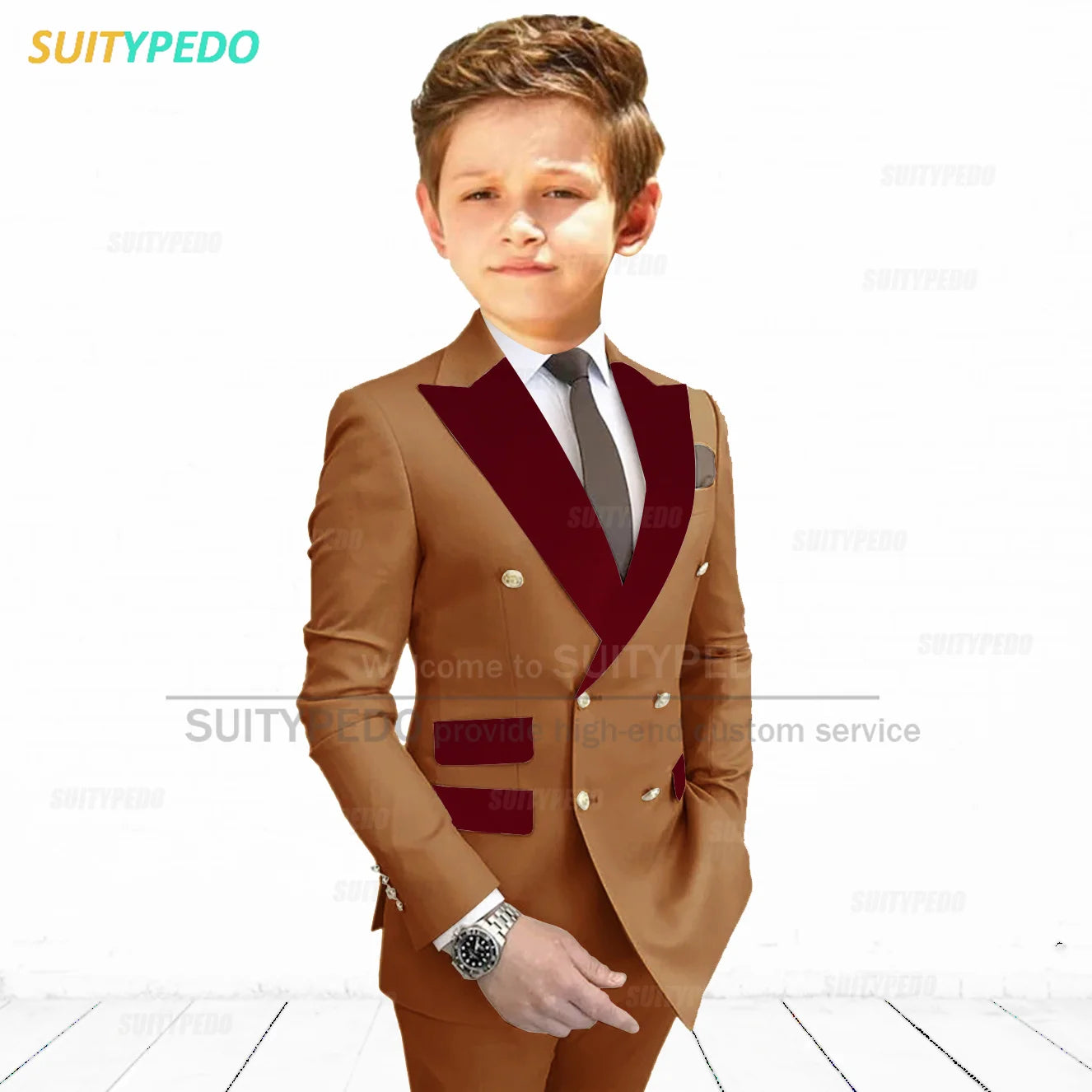 Slim Fit Peaked Lapel Formal Blazer and Pants Two Piece Suit