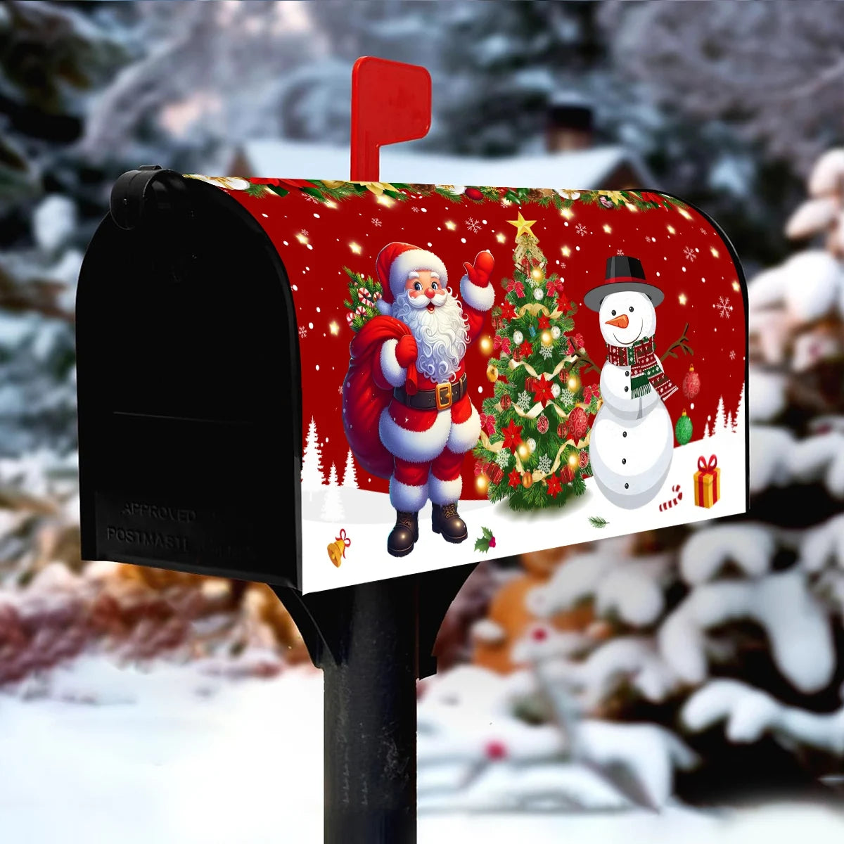 Christmas Mailbox Cover Santa Claus Snowman Letter Post Box Wraps