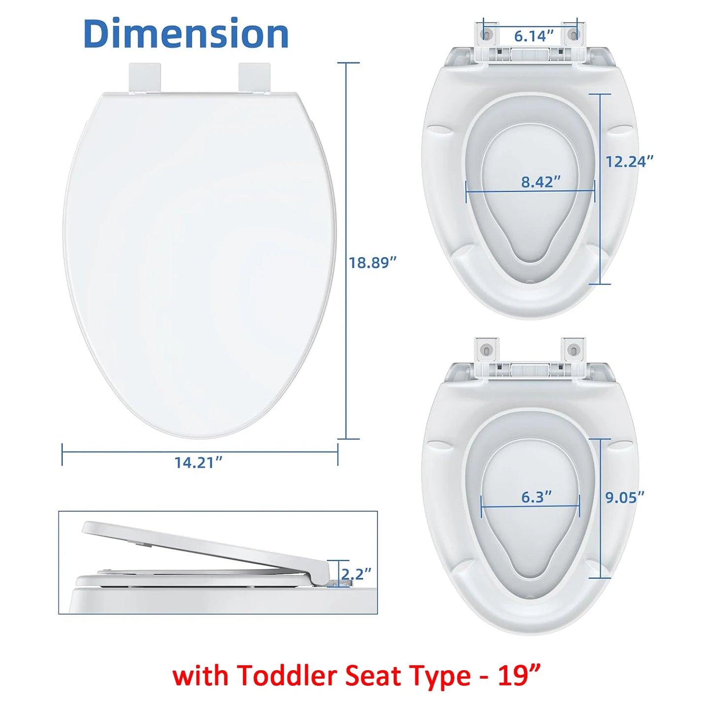 White Quiet-Close Toilet Seat with Built-in Toddler Potty Training Seat