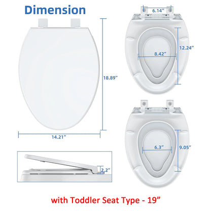White Quiet-Close Toilet Seat with Built-in Toddler Potty Training Seat