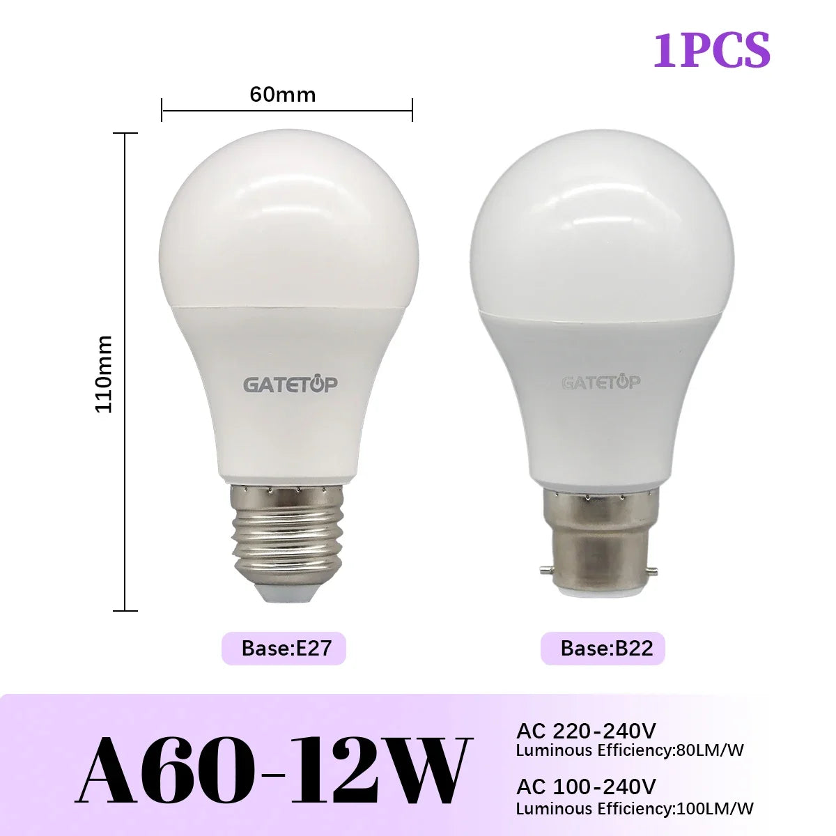 High-Efficiency Energy Saving LED Light Bulbs (E27 / B22 Base)