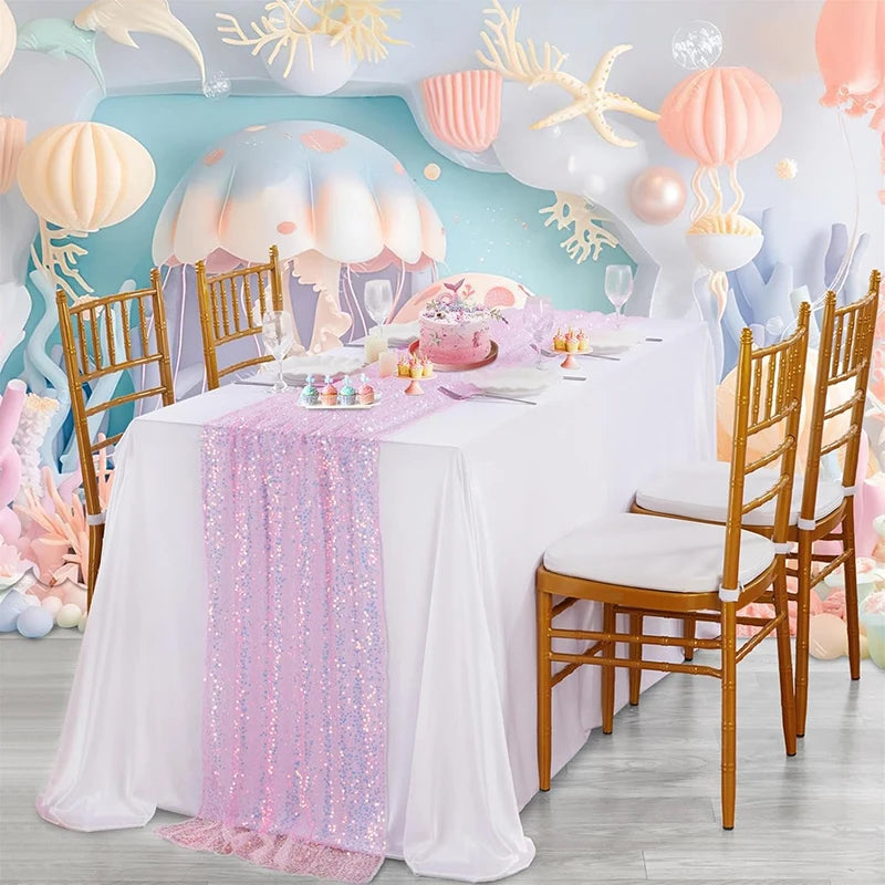 Iridescent Sparkle Sequin Table Runner
