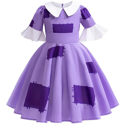 Girls' Digital Circus Pomni Cosplay Costume Set - Red & Blue Clown Dress Outfit for Kids