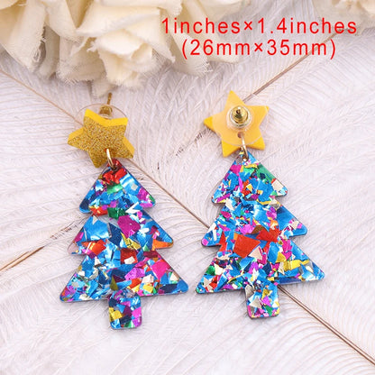 Hanging Drop Christmas Tree Acrylic Earrings earr