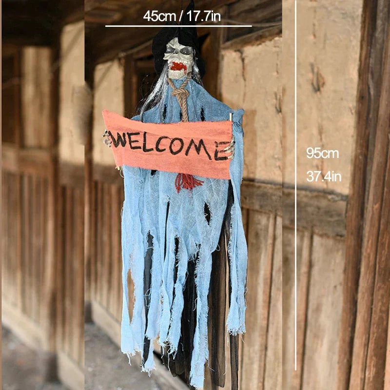 Spooky Halloween Hanging Ghost Decor – Creepy Tattered Linen Grim Reaper Prop for Haunted House, Yard & Party Decor