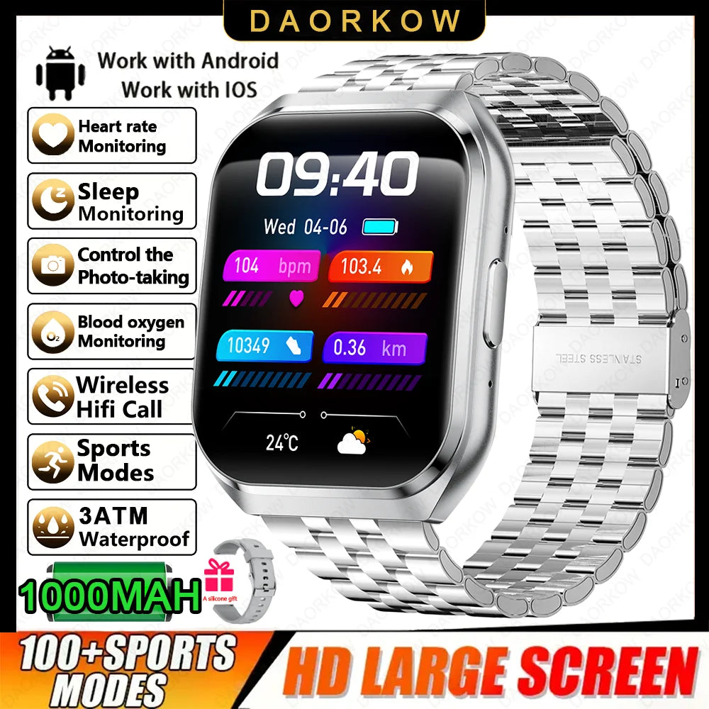 Men's Outdoor Rugged Smartwatch with 1000mAh Battery (IP68 Waterproof)
