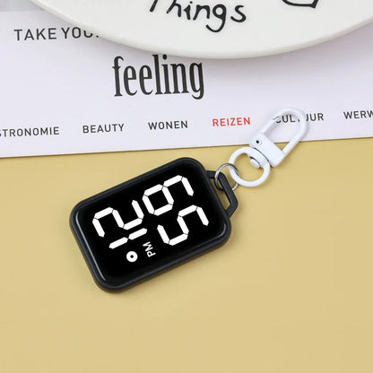Digital LED Keychain Pocket Watch – Luminous Square Electronic Student Hanging Watch