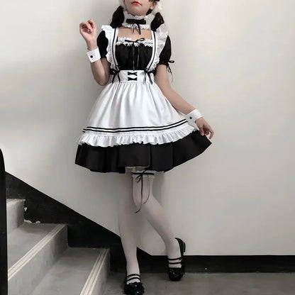 Women's Black Cute Lolita Maid Costume - Anime Cosplay Dress Set