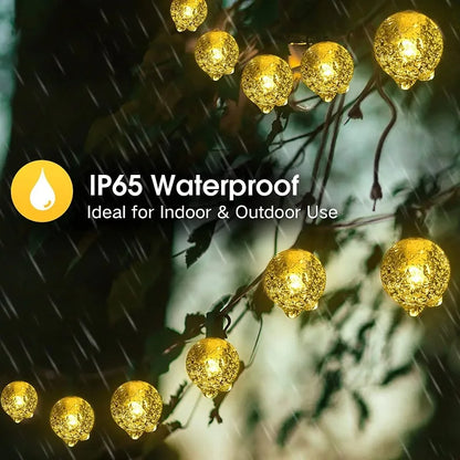 Outdoor Solar Crystal Globe String Lights (IP65 Waterproof)