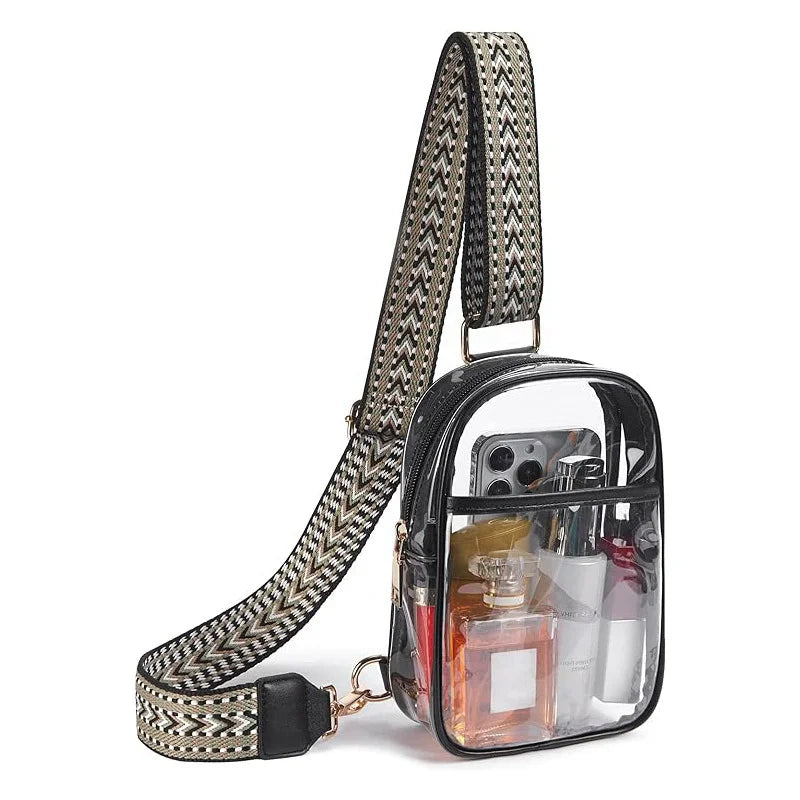 Clear Decorative Print Crossbody Bag