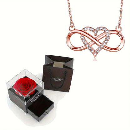 Luxury Heart Pendant Necklace with Rose Gift Box