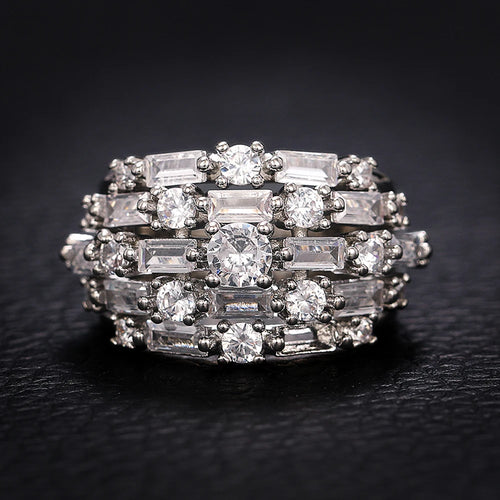Huitan Wide Ring with Cubic Zirconia