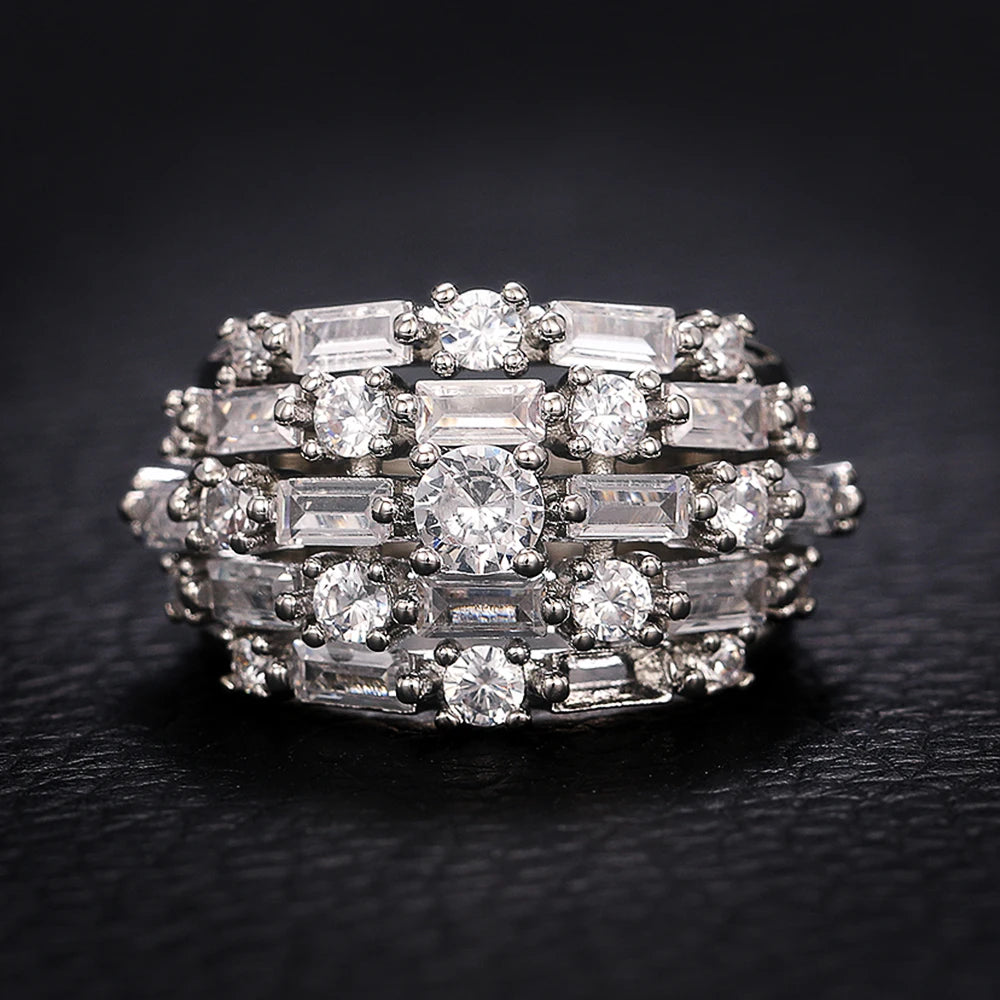 Huitan Wide Ring with Cubic Zirconia
