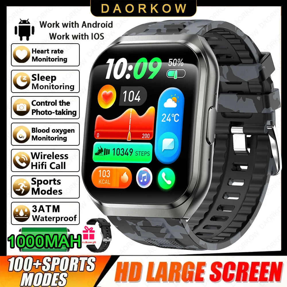 Men's Outdoor Rugged Smartwatch with 1000mAh Battery (IP68 Waterproof)